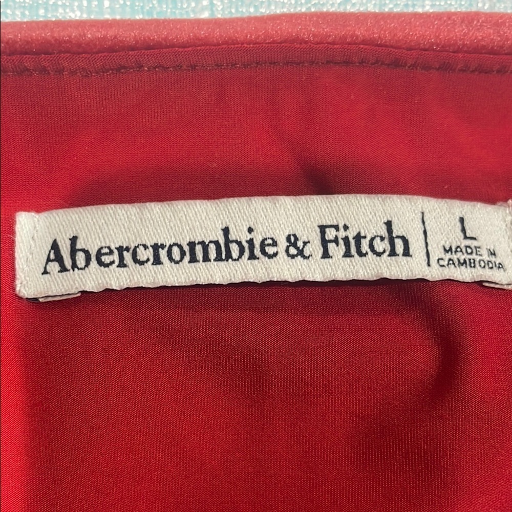 1067 Abercrombie and Fitch Red Velvet Spaghetti Strap Dress - Picture 6 of 6